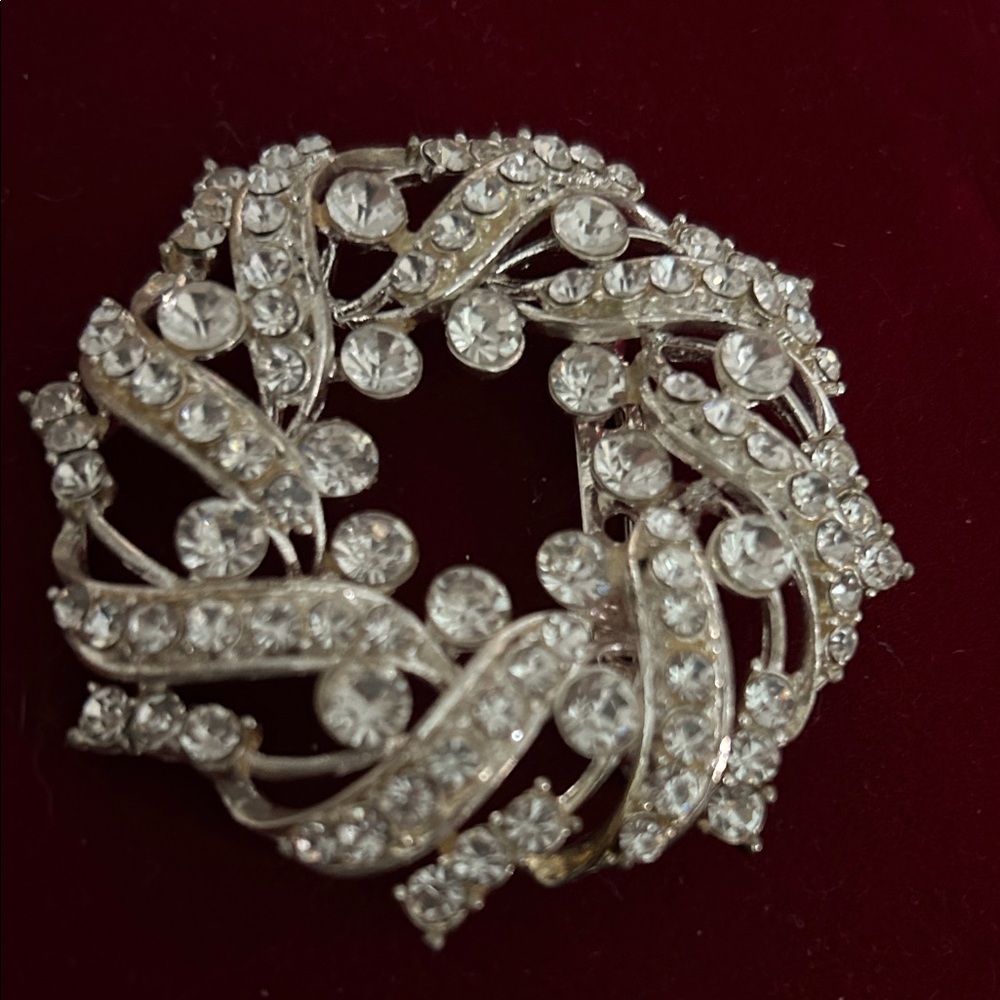 Elegant Silver Crystal Brooch